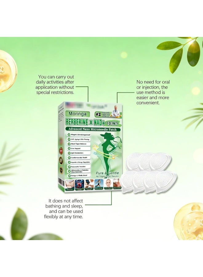 مورينجا لاصقة مورنغا باشت، لاصقة نانو ميكرو دارتس 10 في 1 الاحترافية الجديدة، لاصقات بيربرين الجديدة، لصقات طبيعية لتقليل الوزن للنساء والرجال، مناسبة لجميع أنواع البشرة (1 علبة) - Image 4